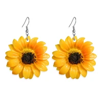 2021 fashion daisy flower resin earrings for women korean sweet sunflower elegant earring girl party wedding engagement jewelry