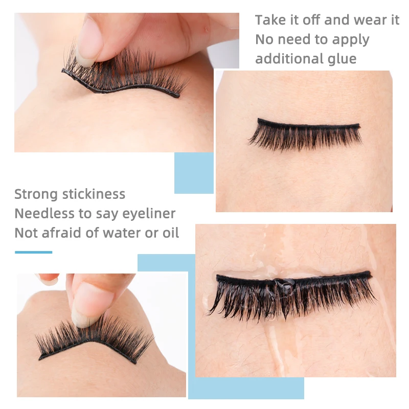5 Pairs-Reusable Self-adhesive False Eyelashes with Tweezer Natural Waterproof Adhesive Tape Eye Lashes to Wear No Glue Needed | Красота и