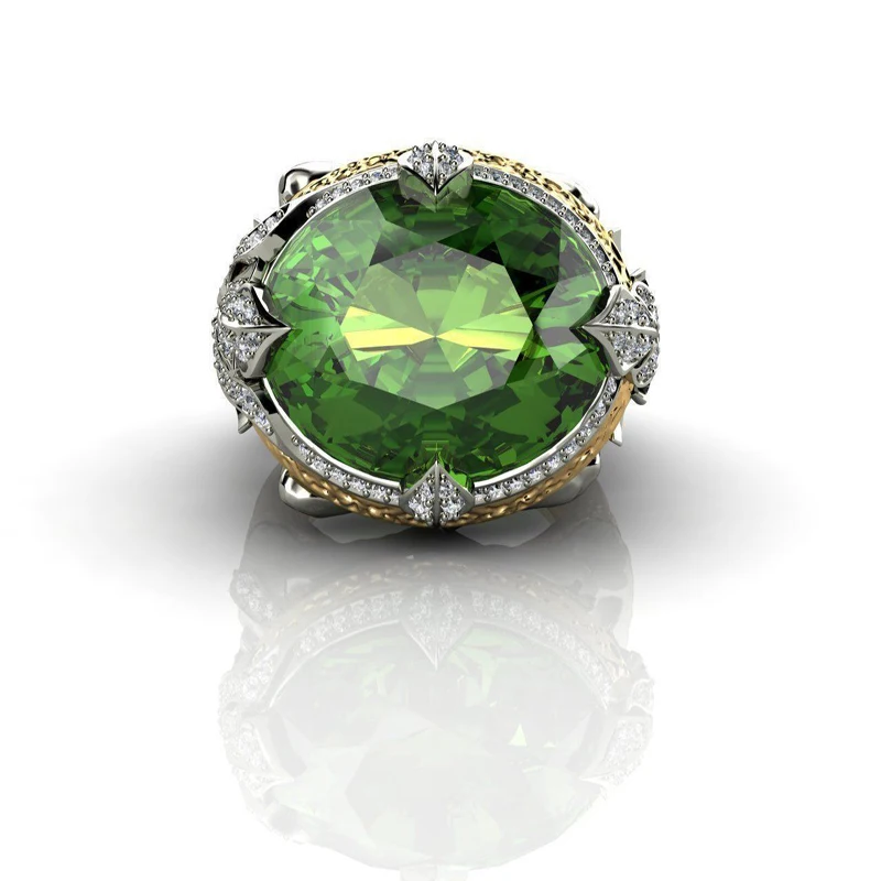 Модное роскошное женское кольцо с русалкой оливковое зеленое кубическим