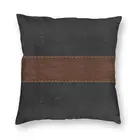 Элегантный чёрный; коричневый искусственная кожа полосатая подушка крышка диван домашний декор геометрический квадратная Подушка Чехол 40x40