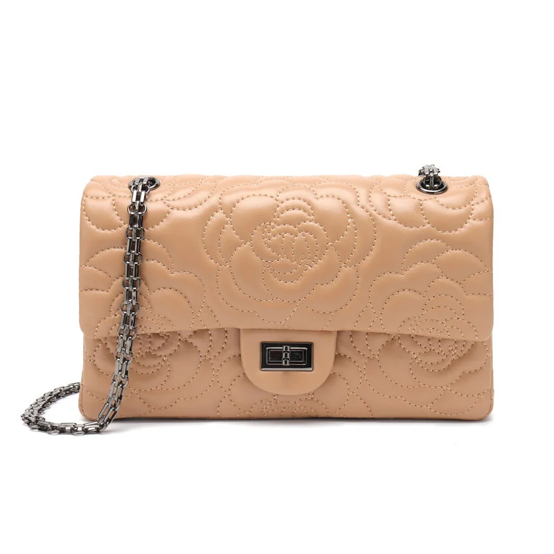 

New luxury sheepskin ladies chain bag, genuine leather handbags, all-match fashion one-shoulder messenger bag, classic bag