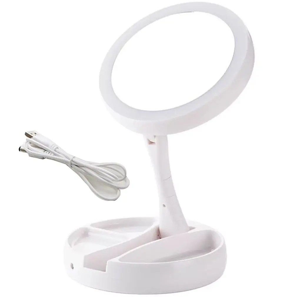 Портативное настольное косметическое зеркало со светодиодной подсветкой