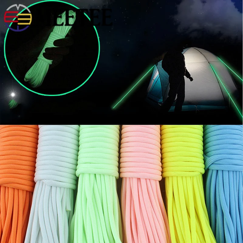 Веревочные шнуры для зонта 20 метров 4 мм улицы светящиеся паракорды 9 ядер