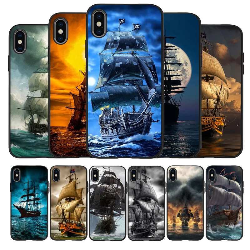 Пиратский корабль черный ТПУ силиконовый мягкий чехол для телефона iPhone 11 Pro Max X XS