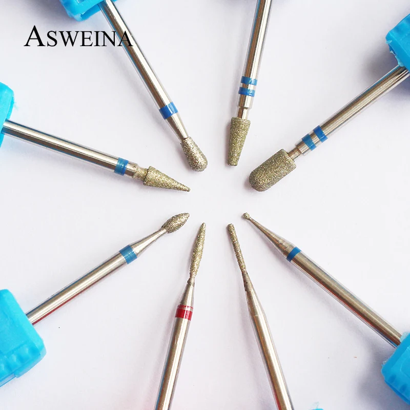 Алмазная дрель ASWEINA 8 типов для дизайна ногтей сверло фрезерования заусенцев