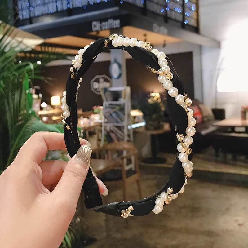 Женская повязка на голову с жемчугом модная в Корейском стиле обруч для волос