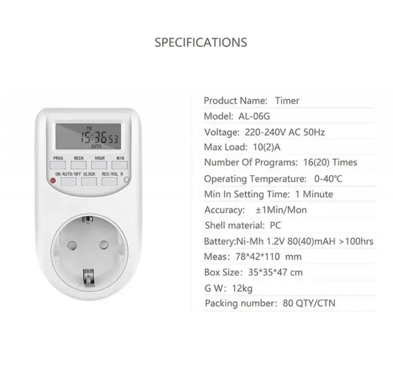 Electronic Digital Timer Switch 220V 50HZ 10A EU Socket Easy To Program 7 Day 12/24 Hour Timing Plug For Home Kitchen DROPSHIP |