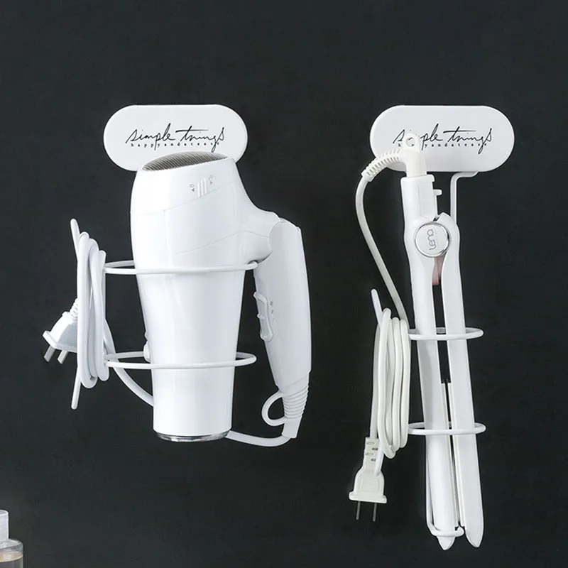

Curling Iron Wall-Mount Hair Dryer Holder Hair Straightener Rack Metal Simple Blow Dryer Storage Bathroom Hair Dryer Shelf
