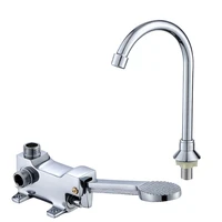 brass foot pedal faucet foot valve hot and cold basin toilet laboratory faucet foot valve bathroom vanity