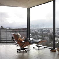 single sofa lying chair light luxury leather living room balcony lazy rotating designer leisure