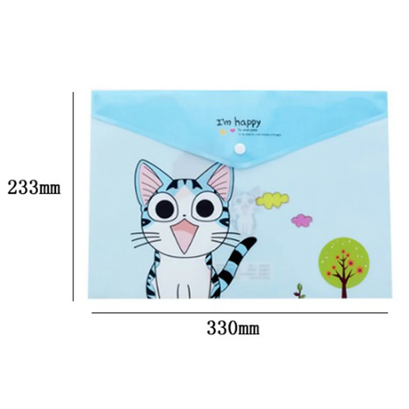 

2PCS Kawaii PVC A4 Cheese Cat File Bag Stationery Bag Korean Style Cute Document Filing Folder Products Office School Supplies