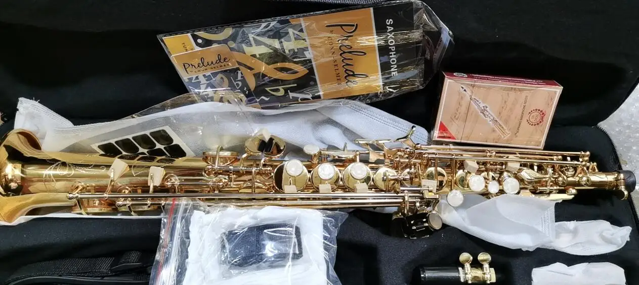 

Super Action 80 Series ii Soprano Saxophone Pitch B Gold Lacquer Sax Top Music Mouthpiece Professional Grade