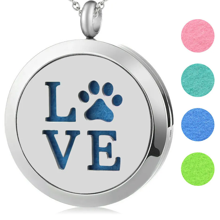dog love Новое поступление более 25 стилей ароматерапия эфирное масло хирургическое ожерелье из нержавеющей стали Духи Подвеска-диффузор медальон - Окраска металла: dog love