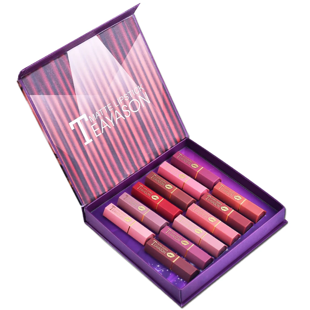 

12pcs Matte Lipstick Set, Waterproof Lipstick Kits Matte Cosmetics Moisturizing