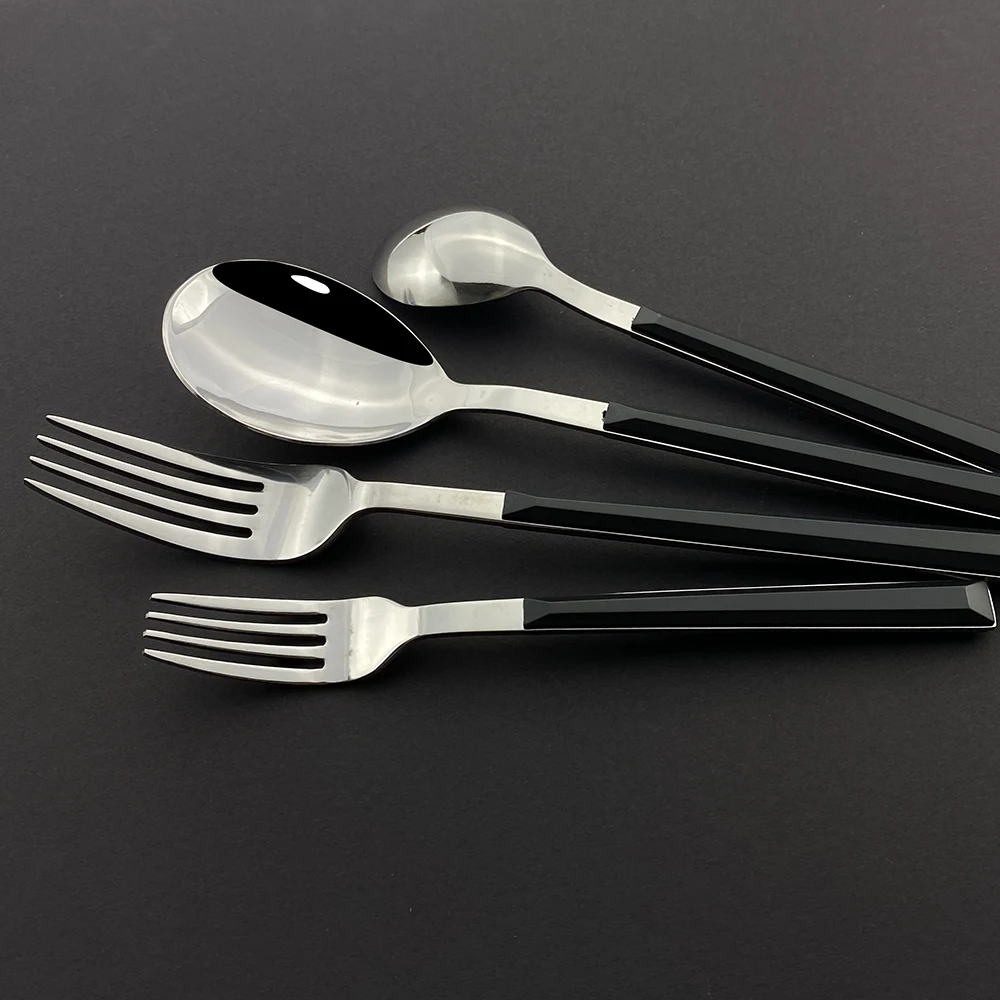 

Dinnerware 16Pcs Wooden Tableware for Kitchen Stainless Steel Western Food Knife Fork Teaspoon Flatware Silverware Cutlery Set