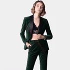 Женские бархатные деловые костюмы, костюмы из 2 предметов, деловые брючные костюмы, свадебный смокинг, Женский хлопковый костюм с блейзером и брюками на заказ