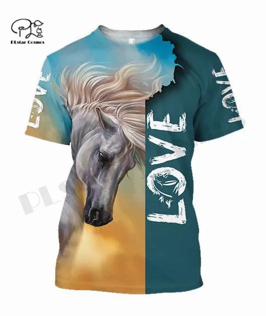 

PLstar Cosmos 3DPrint Newfashion Summer Animal Horse Art T-Shirt Shorts Sleeve Casual Unique Funny Harajuku Streetwear Style-2