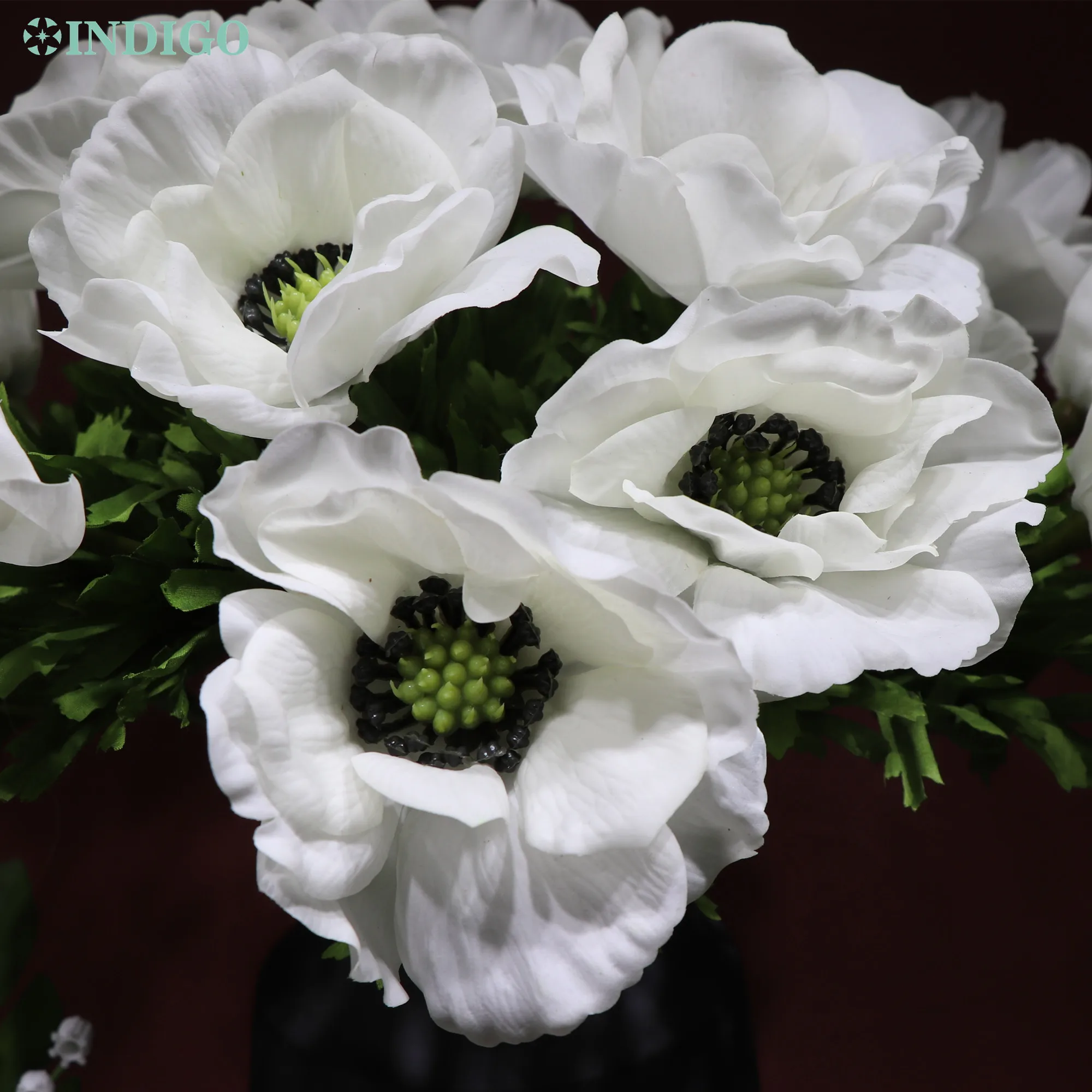 

INDIGO -White Pulsatilla Real Touch Artificial Flower Anemone Shop Display Decoration Bouquet Party Event Office Desk Gift