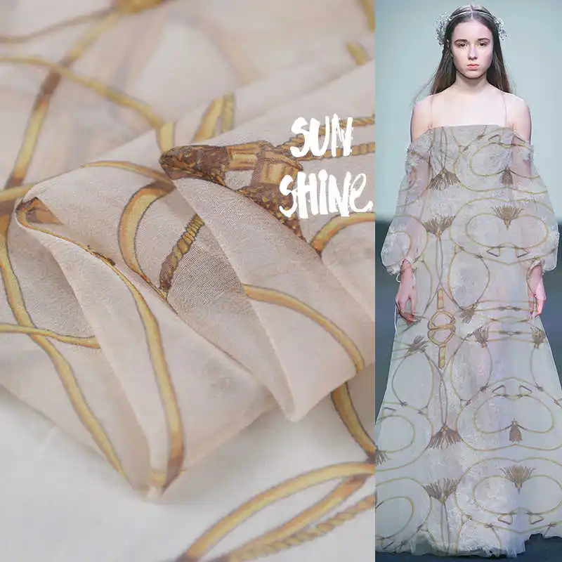 

1 м простой Роскошная цепь с полосками натуральный шелк жоржет 100% шелк