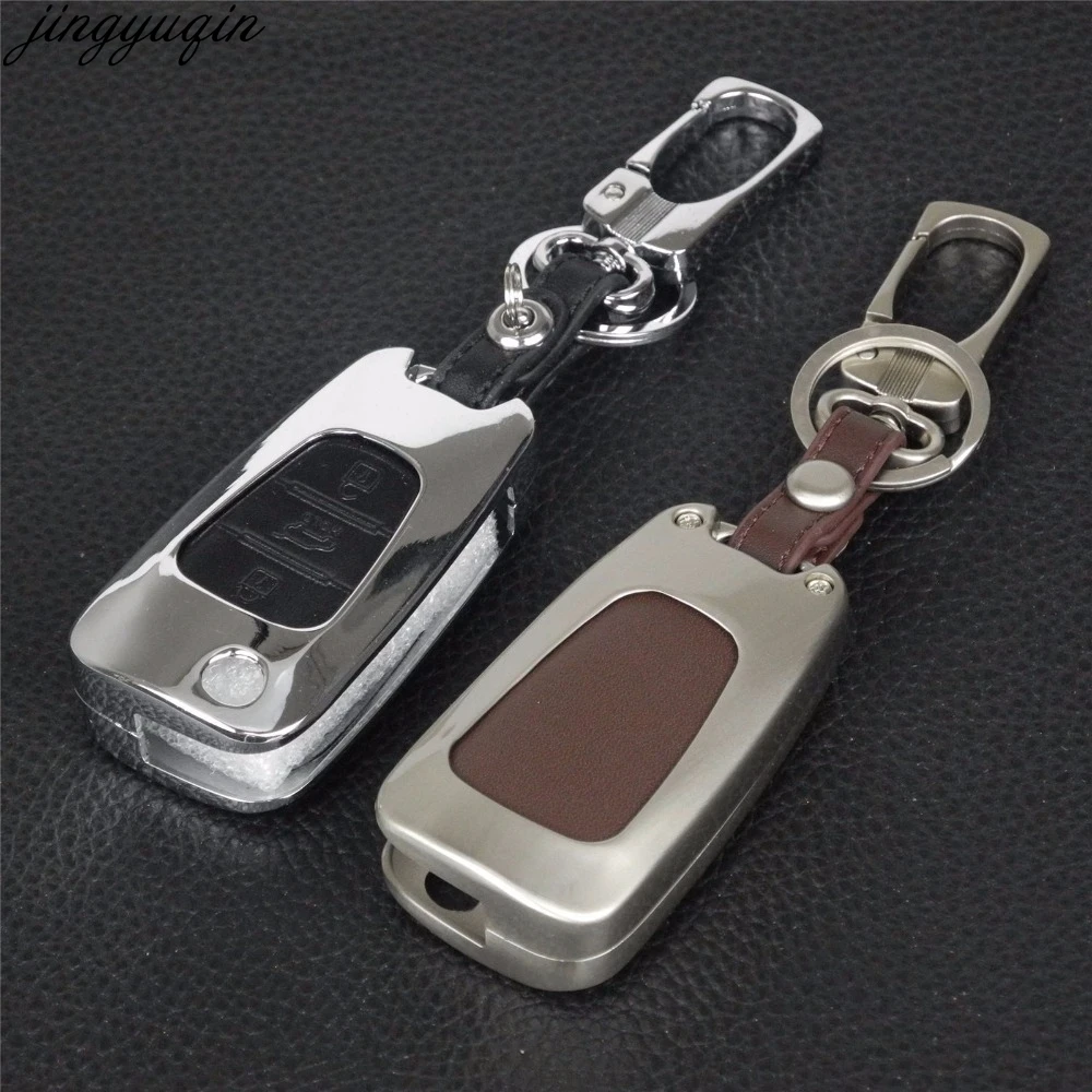Дистанционный 3 кнопки цинковый сплав + кожаный чехол для ключей hyundai I30 ДЛЯ Kia Rio K2