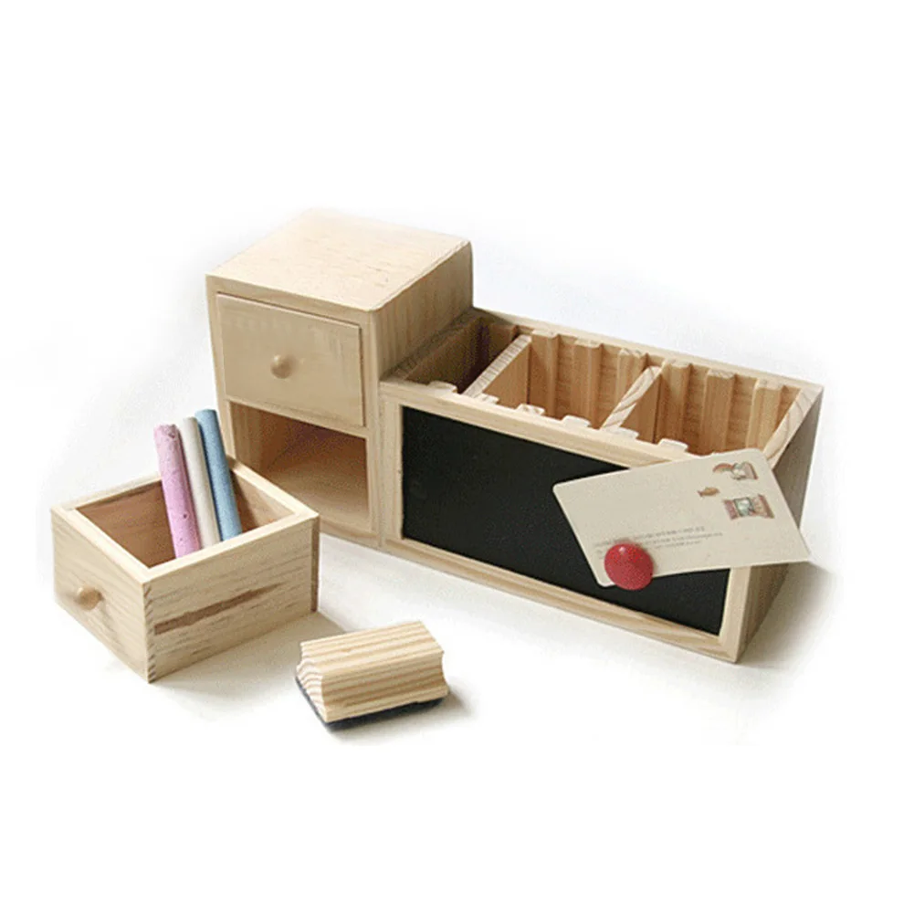 Деревянный ящик настольный органайзер для мелочей Студенческая детская