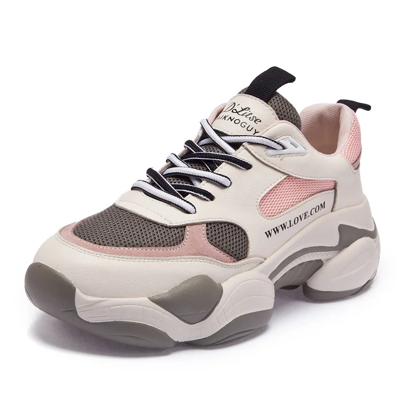 Повседневная женская обувь из натуральной кожи для бега 2019 года кроссовки папы