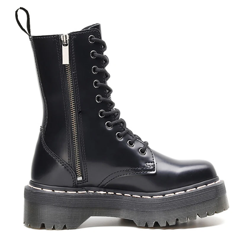 Брендовые женские ботинки на платформе зимние мотоциклетные из натуральной кожи