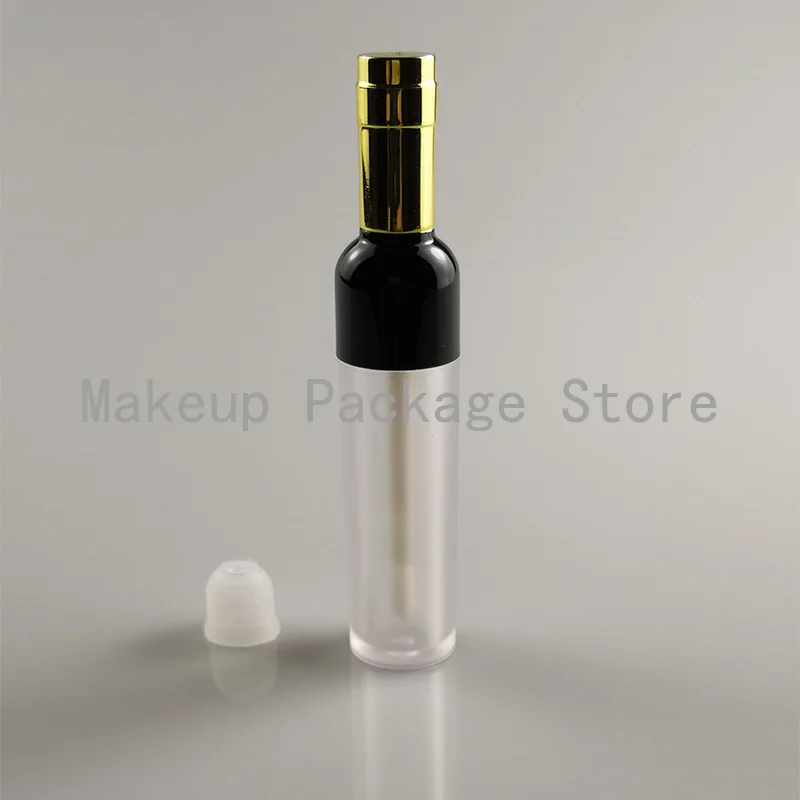 

5ML 10/30/50pcs Plastic Lipgloss Bottle with Colored Cap, Empty Clear Wine Shape Creative Portable Lip Gloss Tube, Lipstick Tube