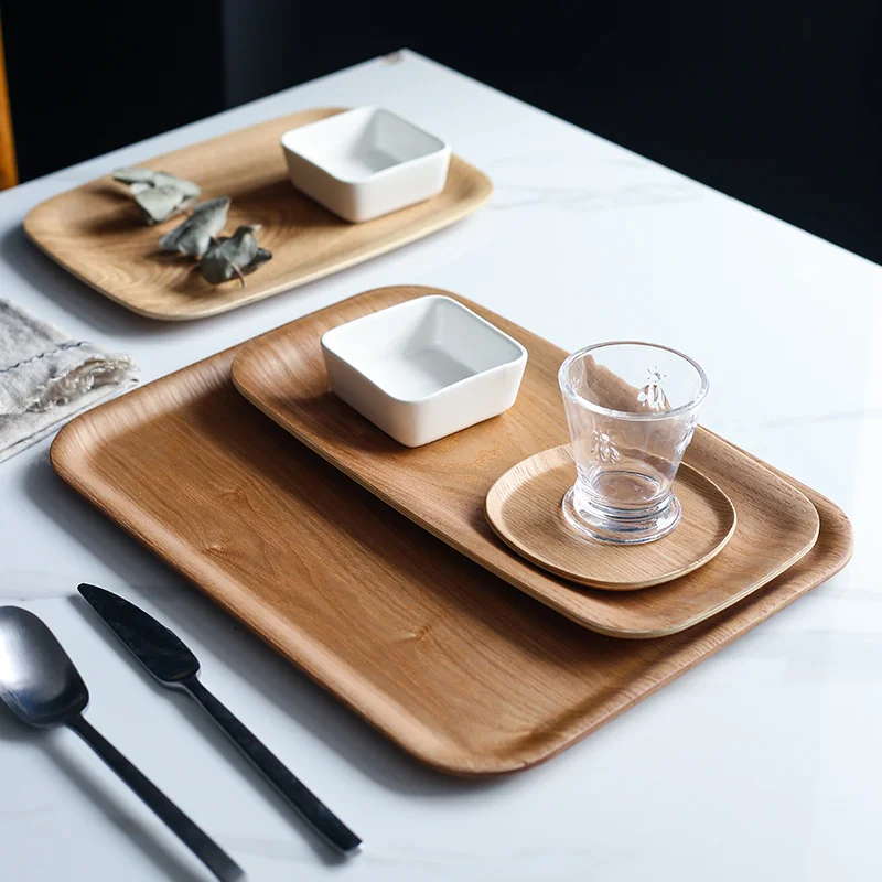 

Поднос для послеобеденного чая Fraxinus мандашурика, поддоны для салата, прямоугольная деревянная тарелка, домашняя тарелка для гостиной