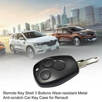 50 hot sales remote key shell 3 buttons wear resistant metal anti scratch car key case for renault