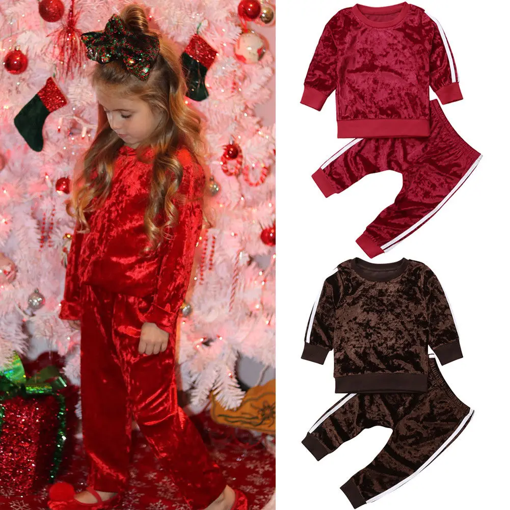 

2PCS Infant Toddler Kids Baby Girls Top Sweatshirt and Legging Pants Trousers Sets Tracksuits Party Clothes