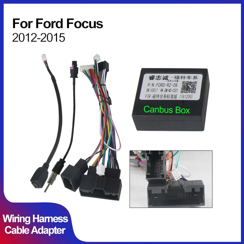 

Автомобильный радиоприемник, адаптер, 16-контактный кабель переключателя для Ford Focus 2012-2015, кабель питания, адаптер canbus, жгут проводов