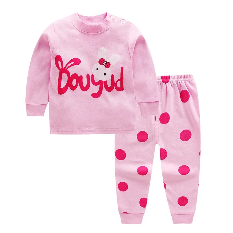 Kids Boys Girls Pajama Sets Cartoon Print Long Sleeve O-Neck Cute T-Shirt Tops with Pants Toddler Baby Autumn Sleeping Clothes - Цвет: Style 17