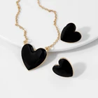 VG 6YMNew модный эмалированный комплект из ожерелья и сережек с черным сердцем, женский модный многоцветный Комплект бижутерии для девочек, подарки