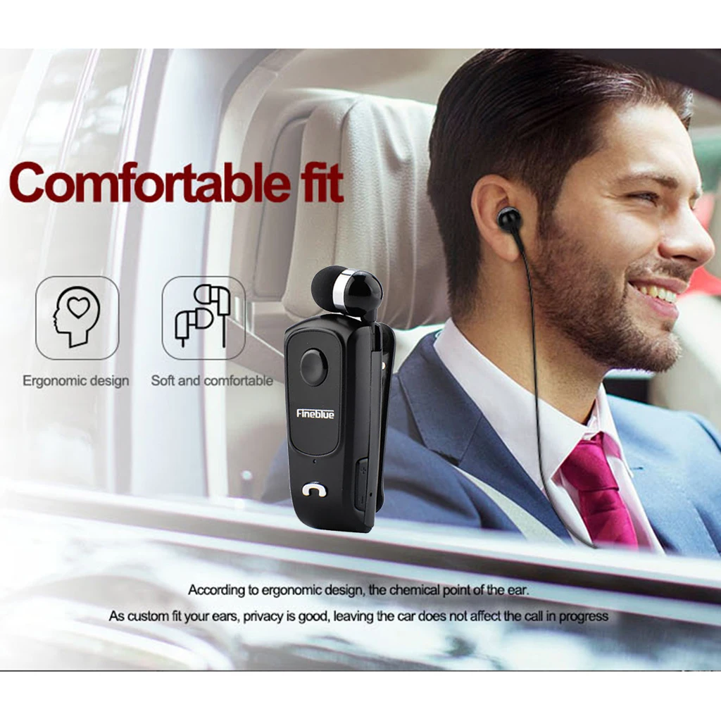 FineBlue F920 выдвижной беспроводной Bluetooth наушники гарнитура стерео зажим для
