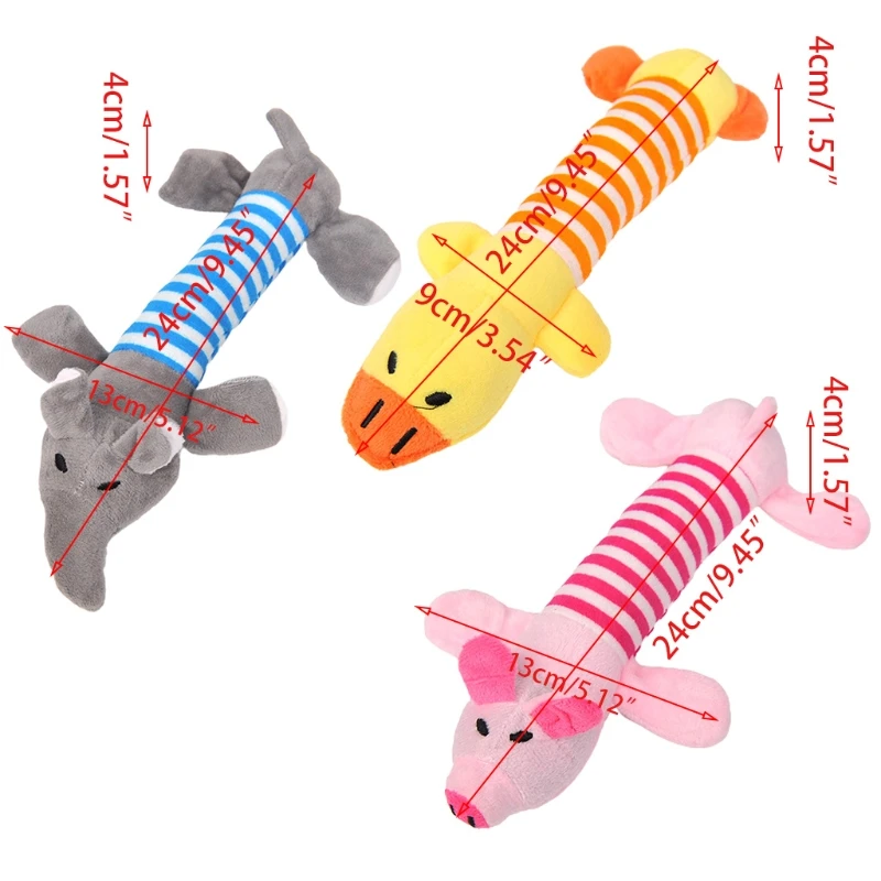 

Pet Puppy Squeak Short Plush Animal Cute Bell Design Chew Toy Duck Elephant Pig