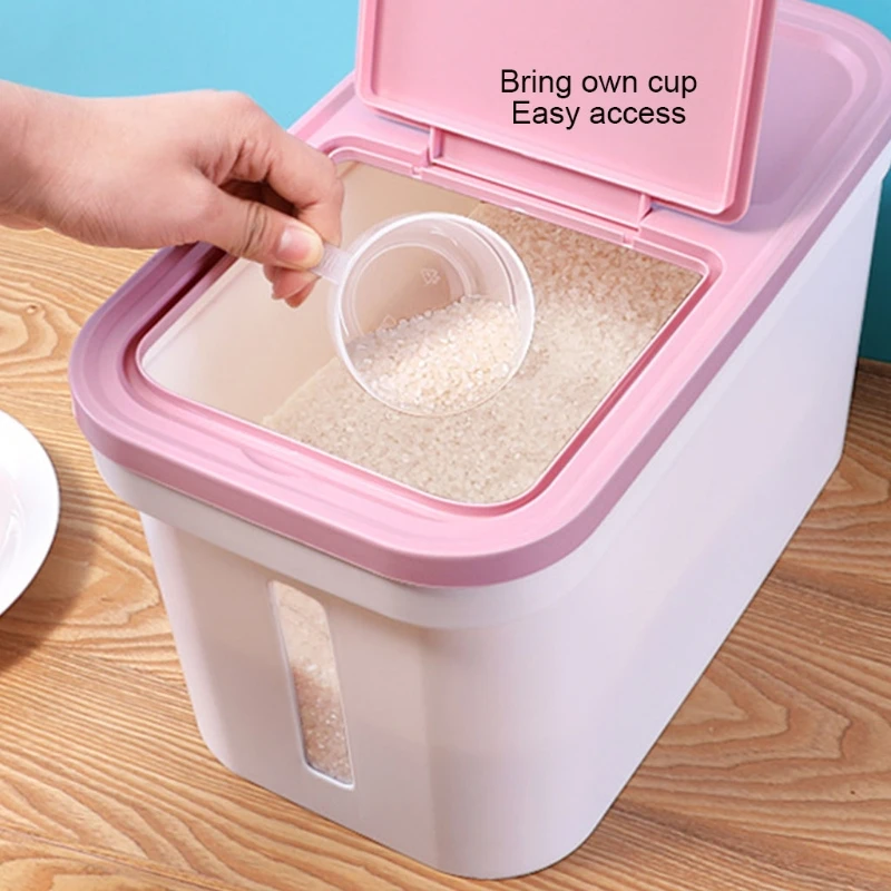 

10Kg Rice Container Transparent Storage Box Rice Cylinder Barrel Grain Bucket Insect-Proof Moisture-Proof