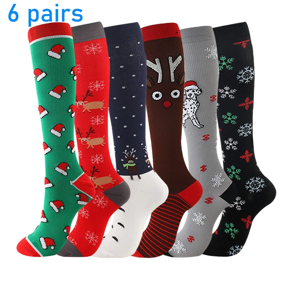 Compression Stockings 6 Pairs Per Set Sports Socks Cycling Football Basketball Prevent Varicose Veins