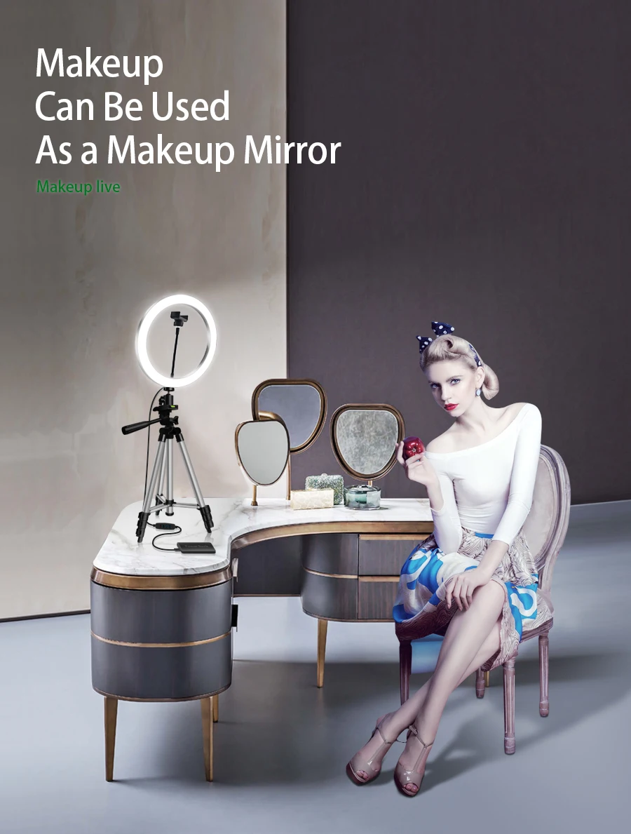 Светодиодный кольцевой светильник 26 см комплект для фотографии фотостудии