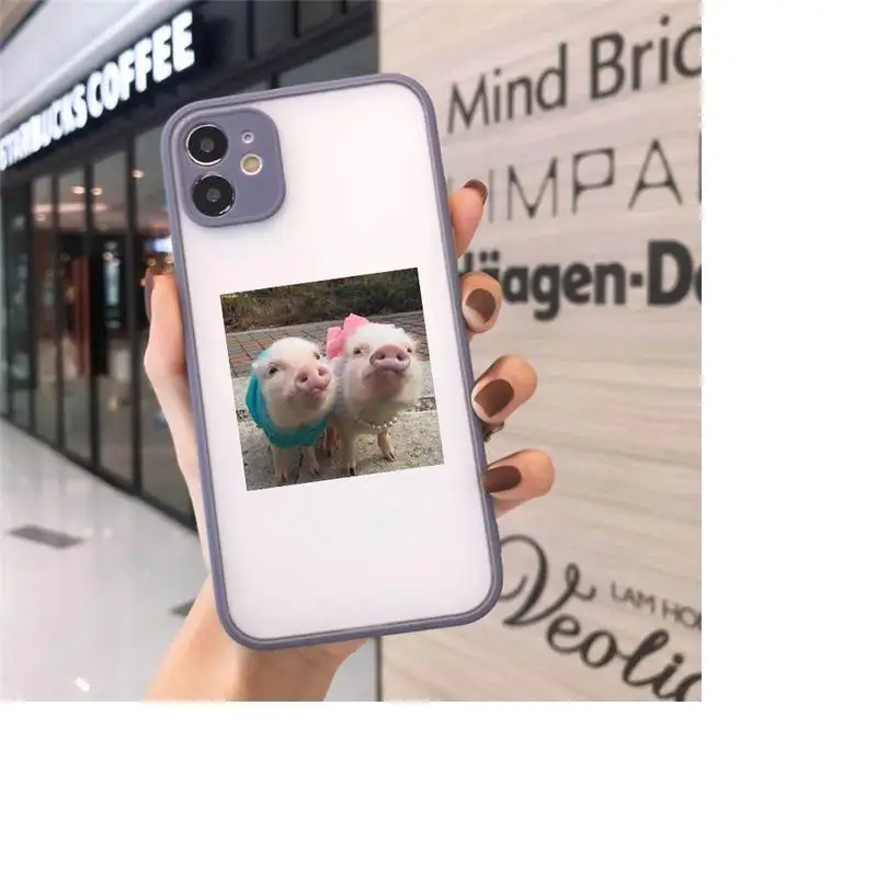 

Cute Little Pink Pet Pig Phone Case Matte For iPhone 12 Mini 11 Pro XR XS Max 7 8 Plus X Hard PC Back Cover