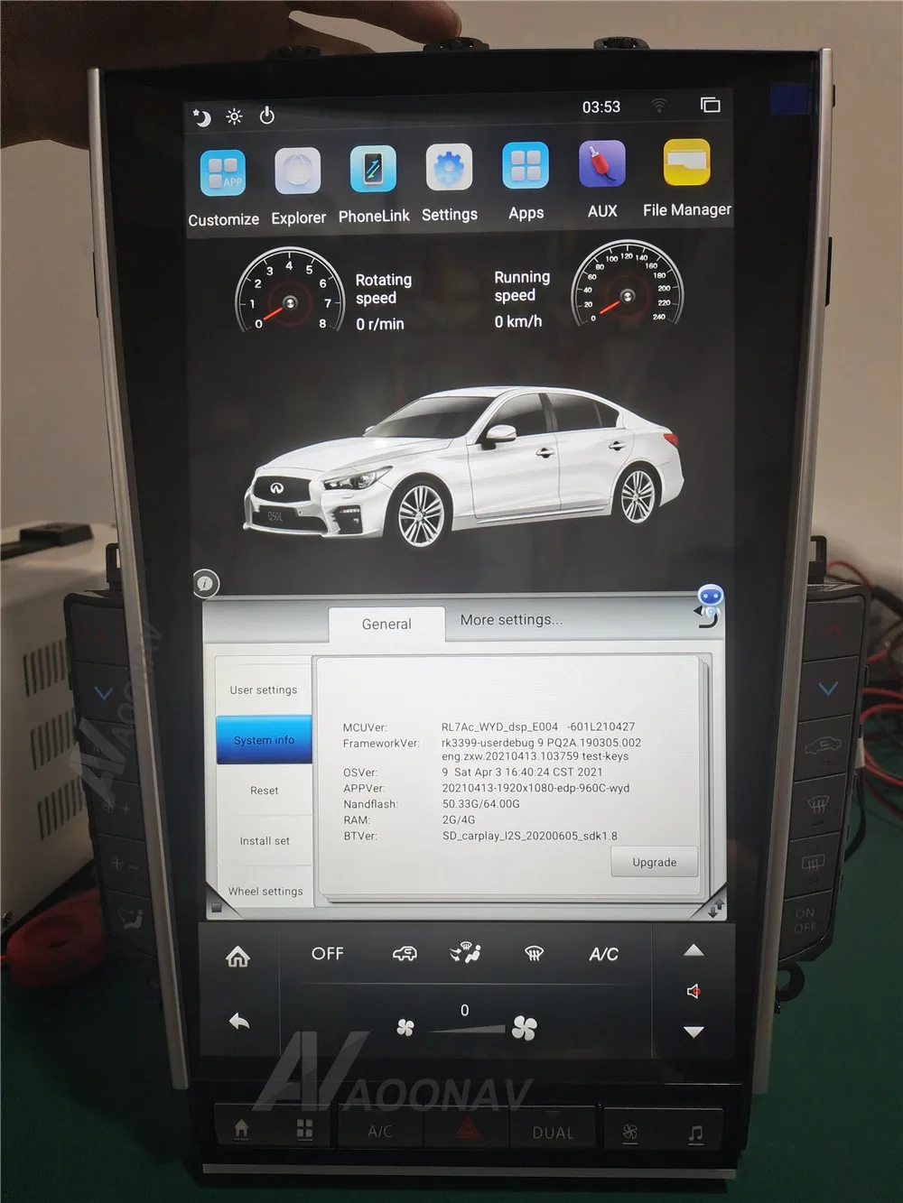 Автомагнитола Mark 5 Tesla с вертикальным экраном 13,6 дюйма для Infiniti Q50 Q50L 2015-2019 с мультимедийной системой GPS-навигации и поддержкой CarPlay.