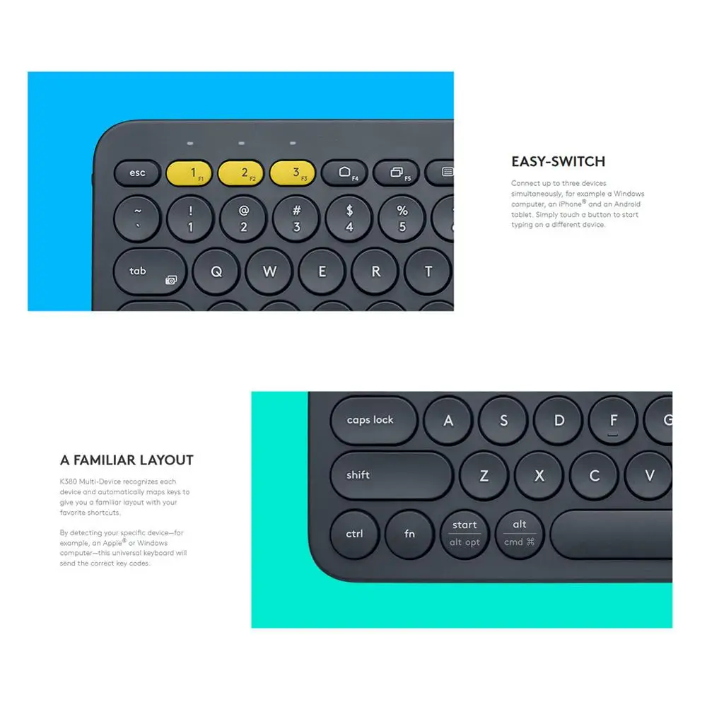 Bluetooth клавиатура Logitech K380 с несколькими устройствами бесшумная Беспроводная