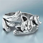 Симпатичные Lucky Cat Форма Мужская Открытое кольцо тайский серебряный для танцев вечерние кольца нежный подарок для девочки Новая мода Панк ювелирные изделия