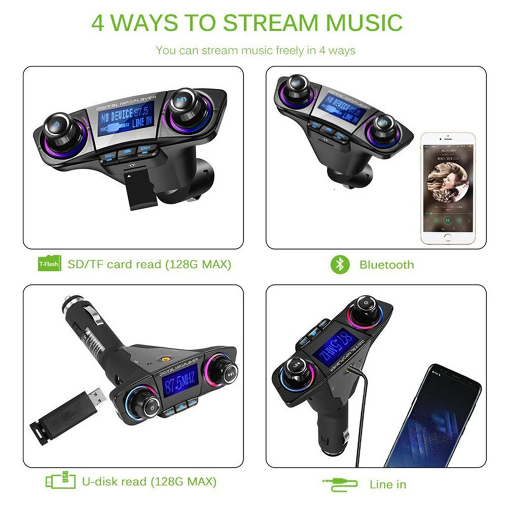 Автомобильный аудио MP3 плеер комплект громкой связи беспроводной Bluetooth FM передатчик ЖК Aux модулятор умный заряд двойной USB Автомобильное зарядное устройство Gagets
