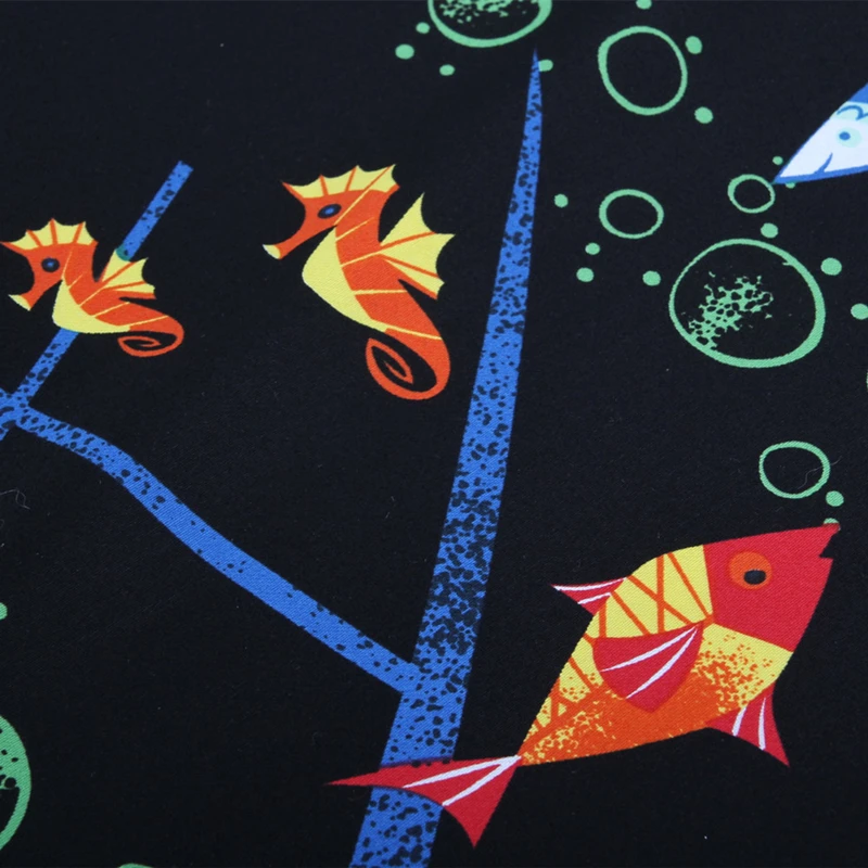 

Retro Cotton Fabric for Dress High-grade Mermaid Under the Sea Printing Pattern Doll Cloth Sewing DIY Handmade Patchwork