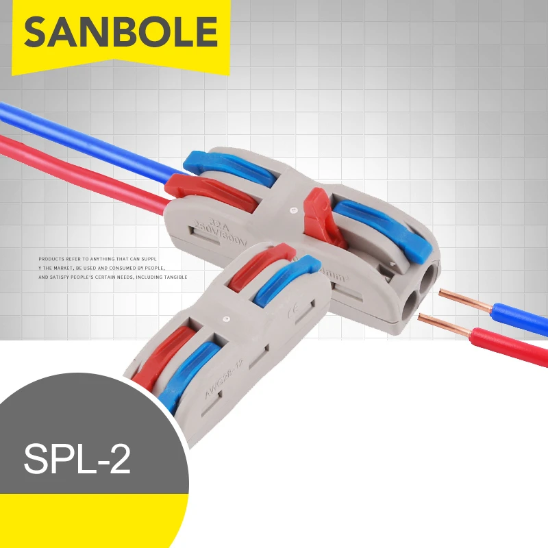

50pcs Wire Connector SPL-2 Universal Fast Wire Docking Terminal Block Two In Two Out Male And Female Docking Plugs