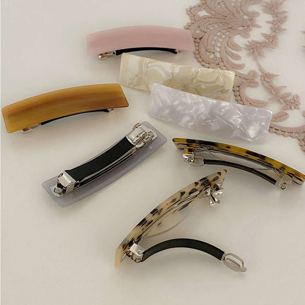 

2021 Korean Fashion Women Metal Acetate Leopard Flower Barrette Hair Pin Clip girl Geometric Hairpin Hairgrips Hair Accessories