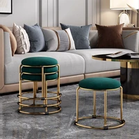 european style luxury stool chair living room hotel household furniture padded stool office footrest fashion gold silver ottoman