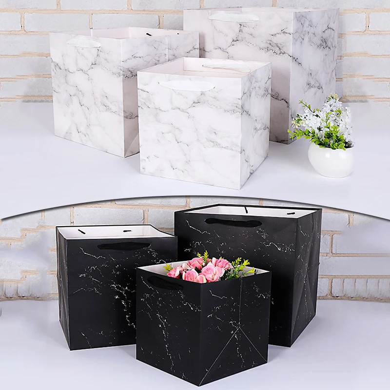 1 шт. Мрамор узор Бумага подарочные пакеты упаковка Цветы Коробки упаковочная