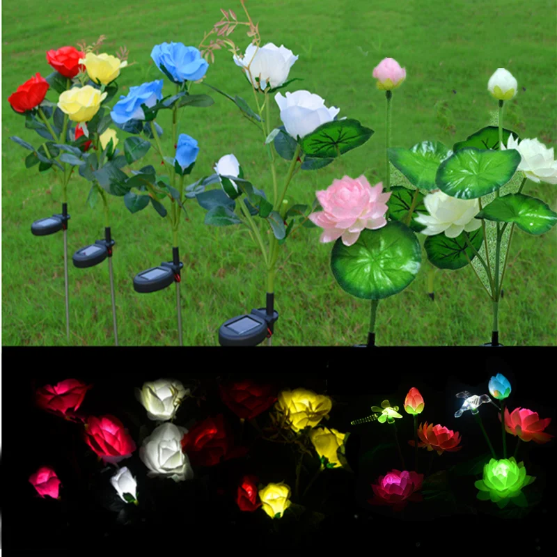 

Lotus Rose Flower Light Solar Led Light Outdoor Waterproof Garden Decoration Lamp Outdoor Solar Lamp Home Garden R Solar Light